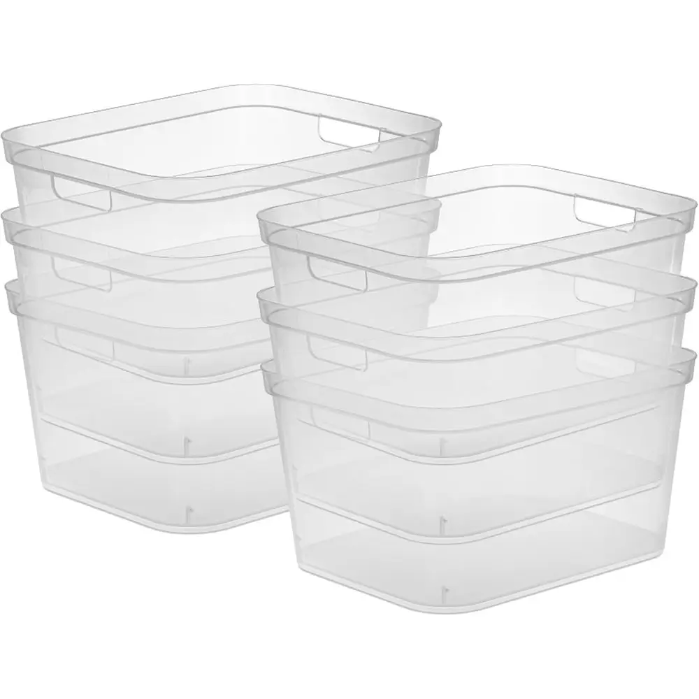 

Прозрачный полированный контейнер для хранения 8.25x12.25x15 дюймов с удобными ручками для организации домашнего пространства (6 штук в упаковке)