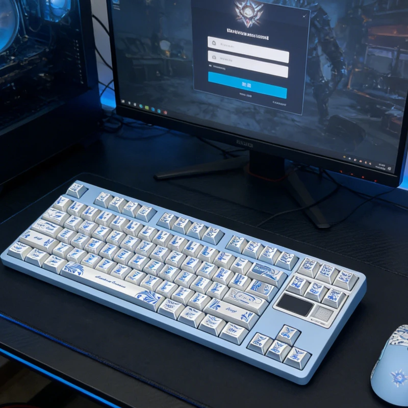 

White Silver Blossoms Theme Keycaps Set Customized Metal Carve Cherry Profile Keyboard Cap for Mechanical Keyboard Accessories