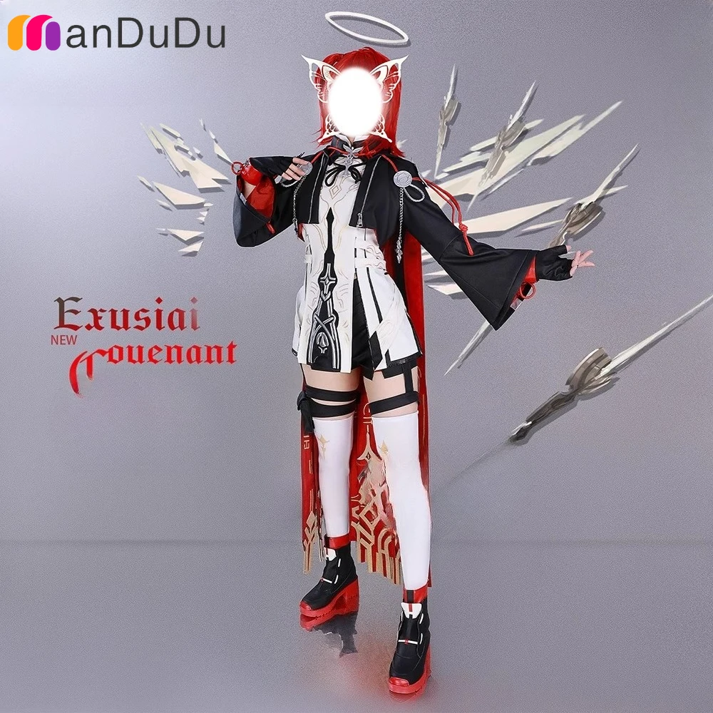 

Game Arknights Exusiai the New Covenant Cosplay Costume Outfit Dress Carnival Halloween Party Role Play Wigs Shoes