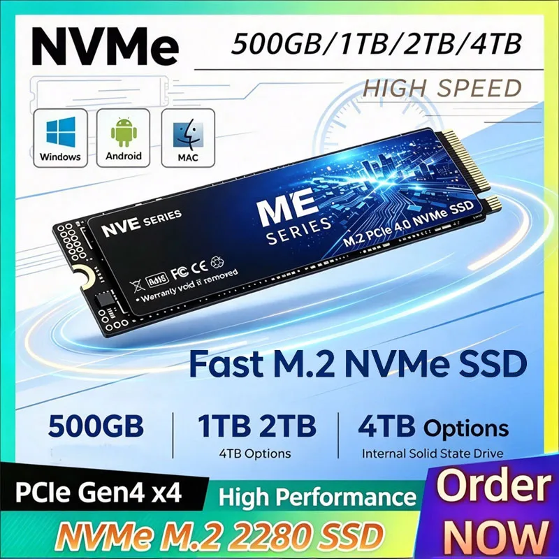 ME M.2 NVMe PCIe4.0 SSD 2TB 1TB 500GB Fast Gaming Solid State Drive Storage Upgrade for Laptop Desktop PS4 PS5