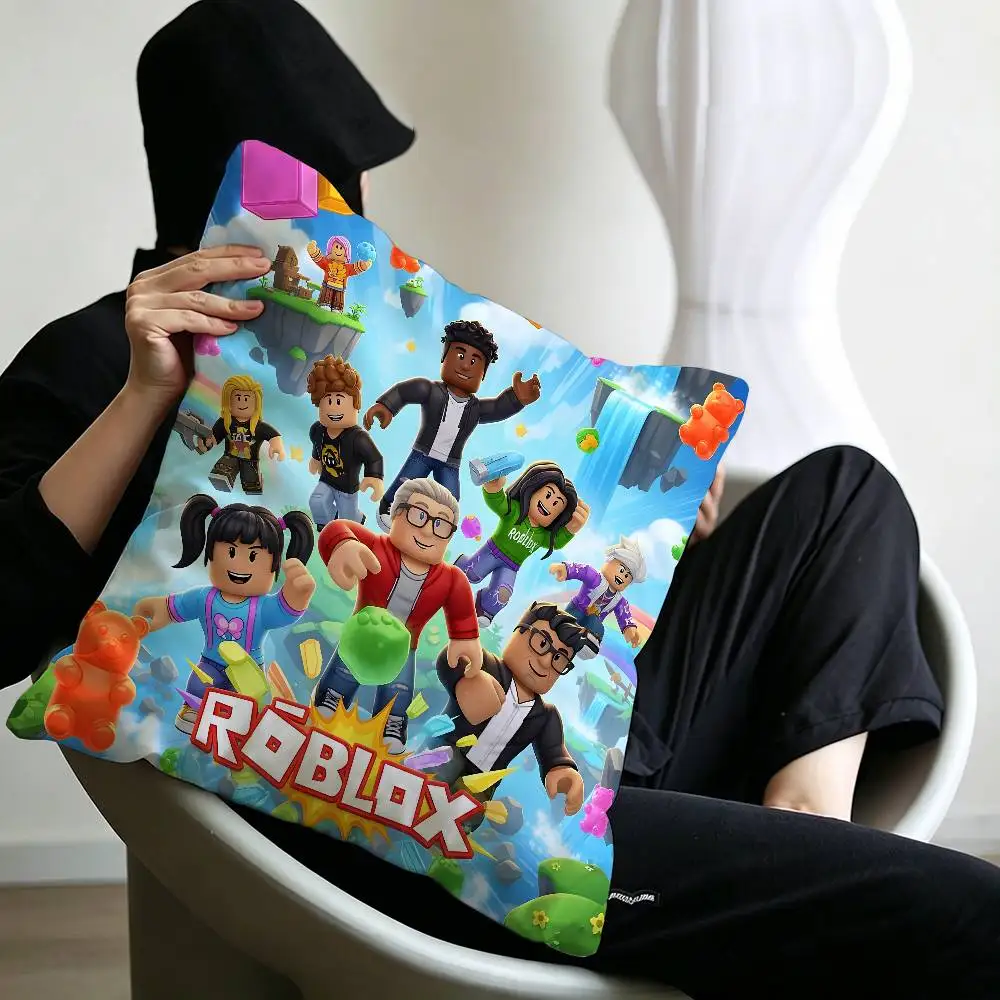Hot Game R-Robloxs-X Coole Kissenbezüge, Cartoon-Sofa, dekorativ, für Zuhause, doppelseitiger Druck, kurzer Plüsch, niedlicher Kissenbezug – Detail 17
