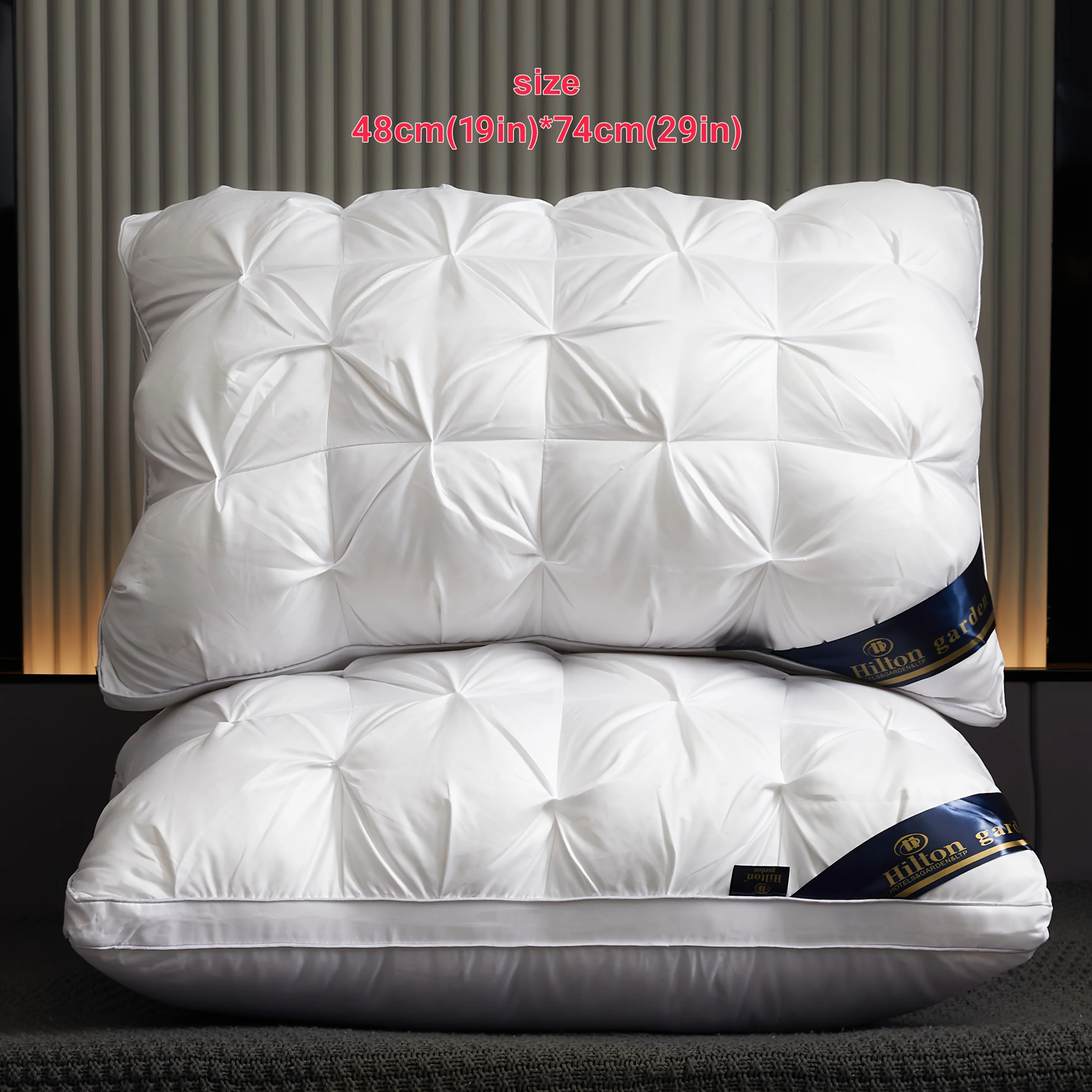Almohada de lujo de calidad para Hotel, soporte para dormir profundo, almohada alta con núcleo para todas las estaciones, almohadas con acabado satinado blanco para dormir