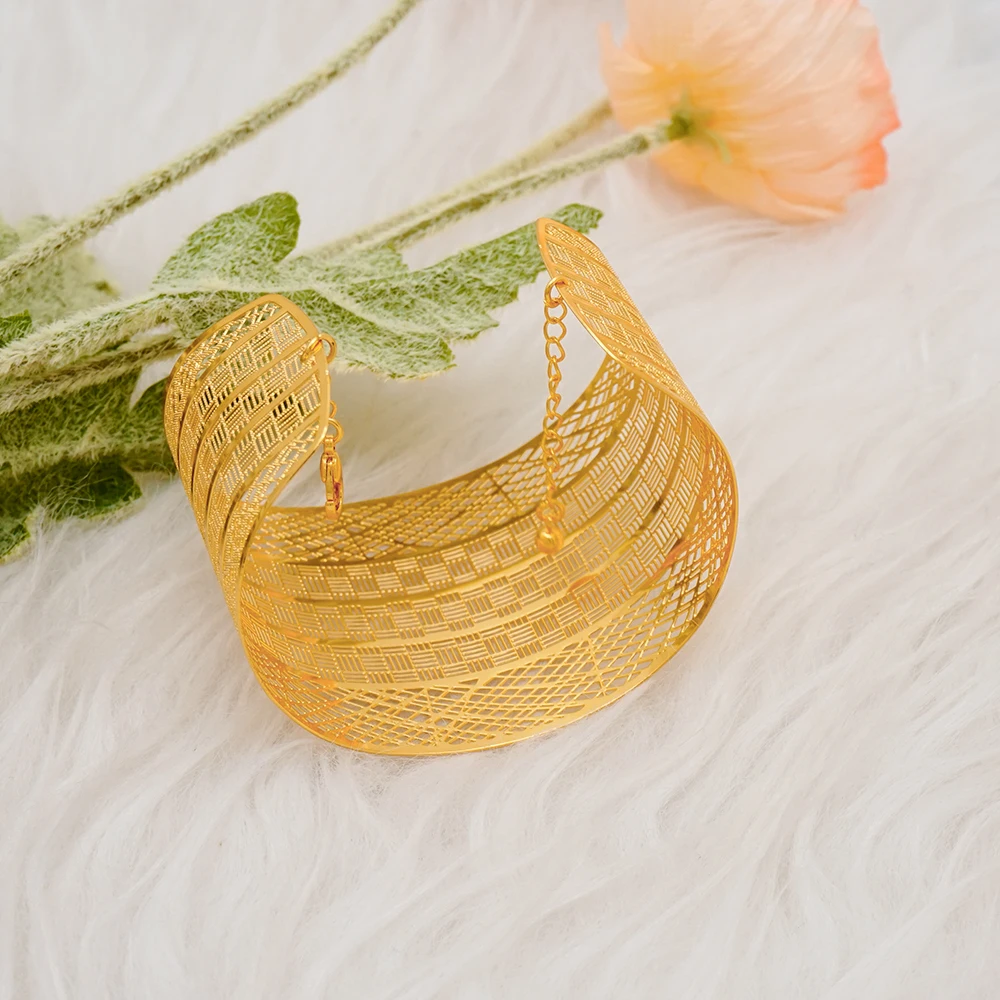 Ethiopia India Gold Color Bangles Ring For Women Middle East Bracelets Dubai African Female Bracelets Bride Wedding Jewelry