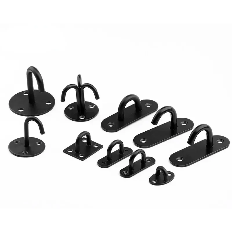 Thickened Stainless Steel Hook Black Solid Triple Grip Hook Ceiling Fan Load-bearing Fixing Hooks DIY Fastener Hardware Tools