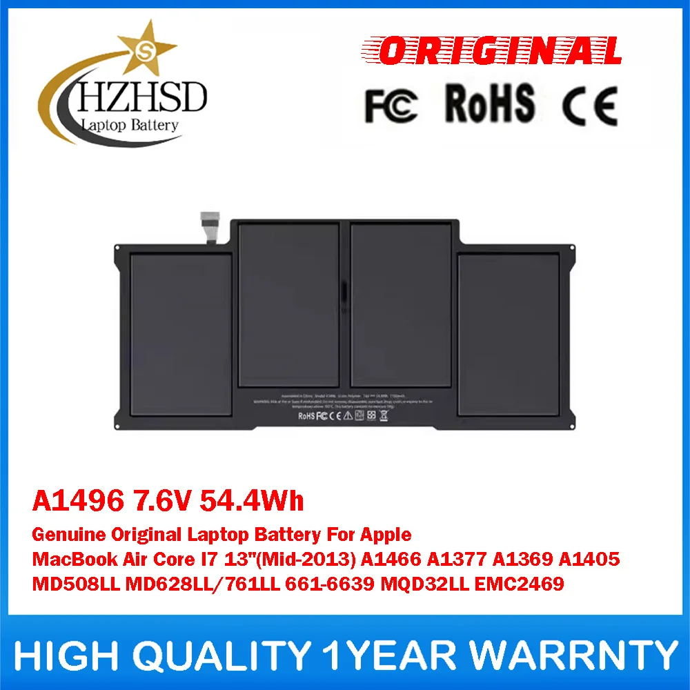 A1496 7.6V 54.4Wh Genuine Original Laptop Battery For AppleMacBookAirCoreI7 13
