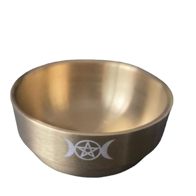 Altar bowl tarot Supplies Pentagram stainless steel Gold plating tableware ceremony Moon Divination Astrological tool Board