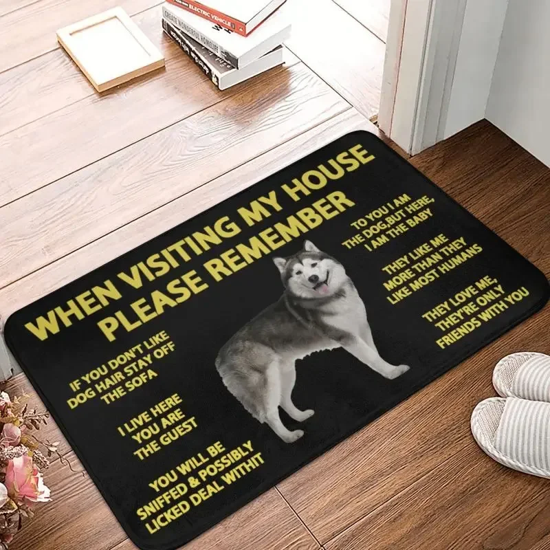 Alfombrilla para puerta delantera de Husky Siberiano, felpudo antideslizante para interior, absorbente, Alaskan Malamute, para perros, suelo, baño, entrada