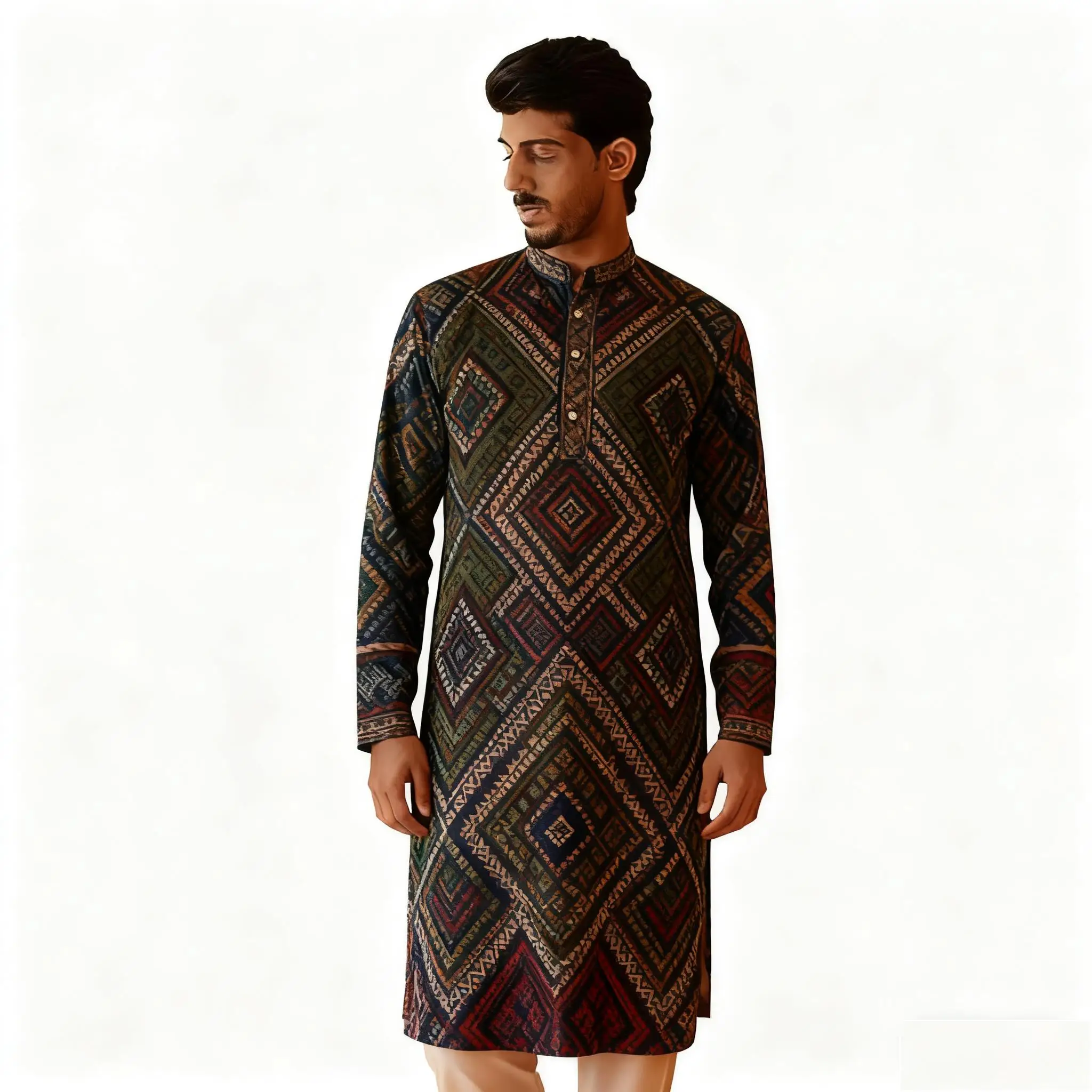 عباية رجالي ثوب عربي طويل الخطوط الإسلامية هينلي قفطان النطاقات ثوب عادي منتجات إسلامية مسلمة Kleider Herren