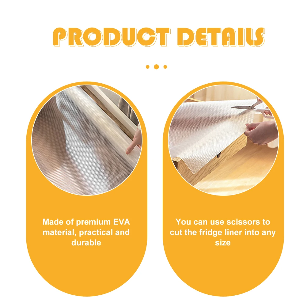 

Eva Refrigerator Waterproof Mat Washable Fridge Liner Practical Cut Any Size for Shelves Drawers Tables