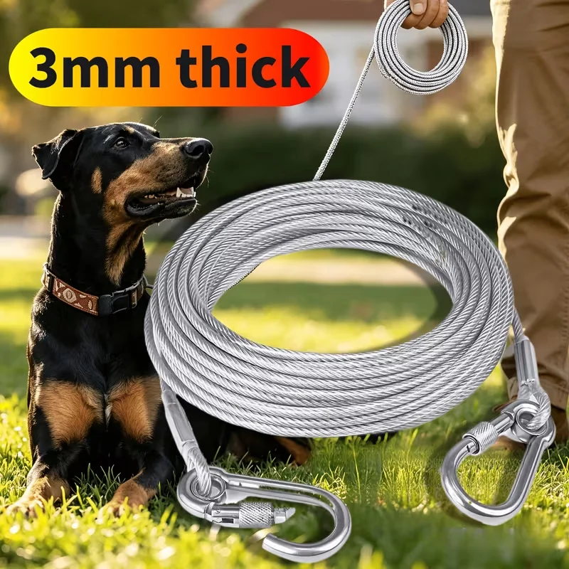 1PC 3/5/10/15/20meters Versatile Clothesline Stainless Steel Rope for Outdoor Camping Traction Ropes Thickened Dog Pet Leash