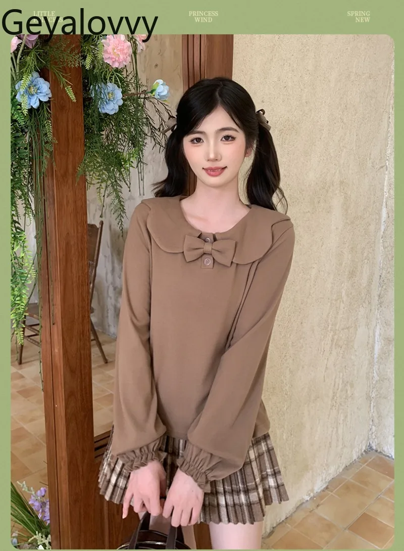 

Lolita Inner Wear Doll Collar Tops Autumn Winter New Velvet Long Sleeve T-Shirt Base Shirt for Women Sweet Cute Soft Girl Tops