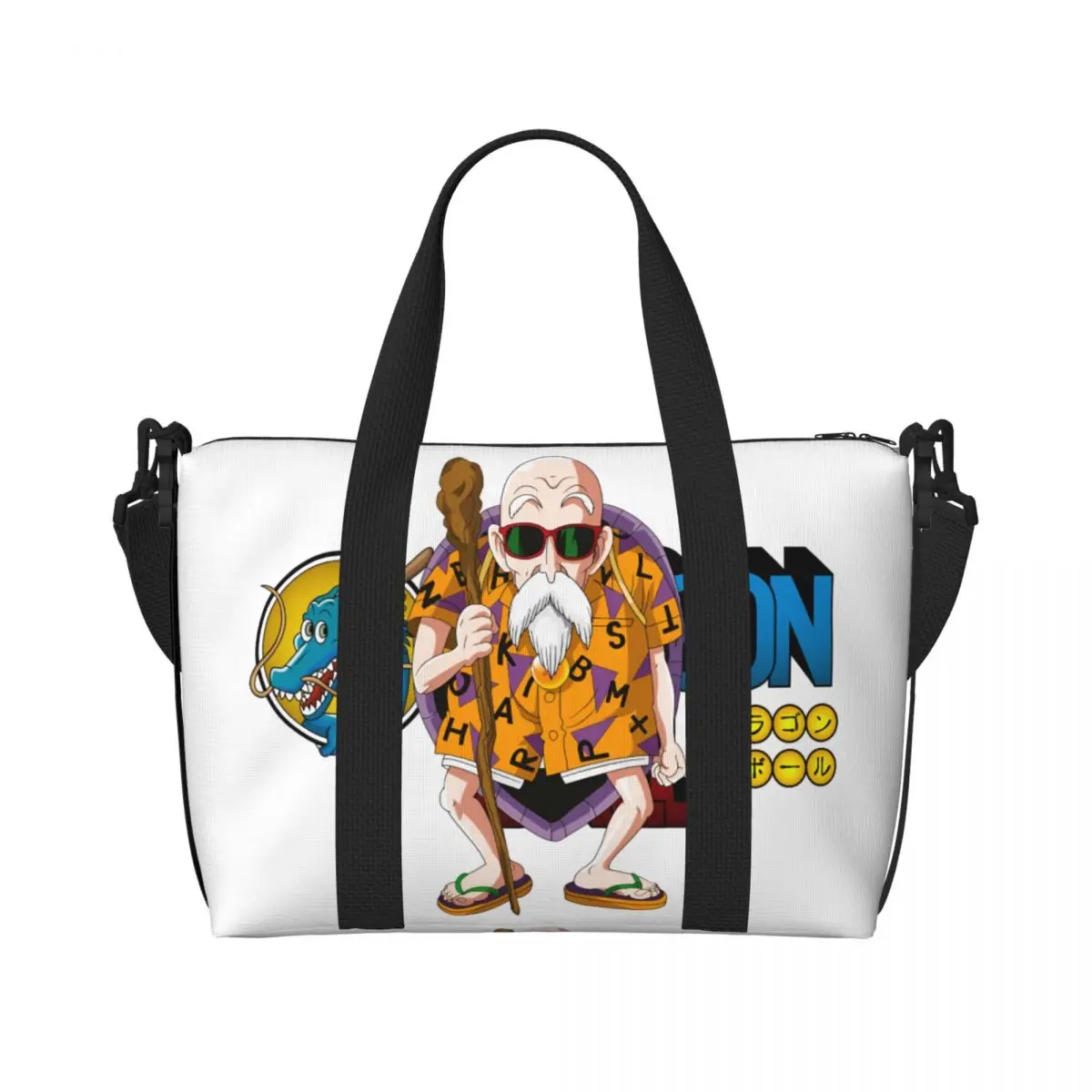 

Custom D-Dragon B-Ball Masters Roshis Beach Tote Bag Women Extra Large Gym Carry On Hip Hop Cool Anime Travel Shopping Bags