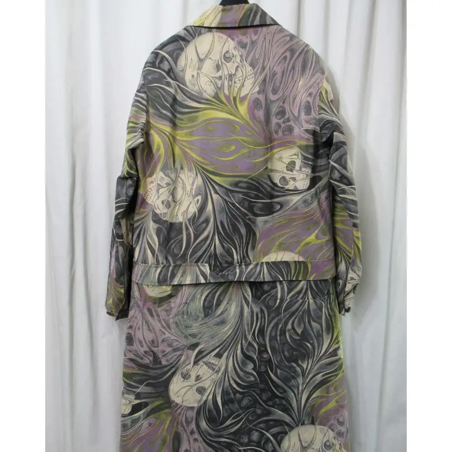TOP-YAMAMOTO ® Casual style mid-length trench coat with skull print for women's spring and autumn loose and versatile jacket