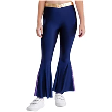 Kids Girls 80s Disco Dance Pants Hippie Pants Elastic Waist Patchwork Bell Bottoms Flared Pants for Ballroom Performance Costume