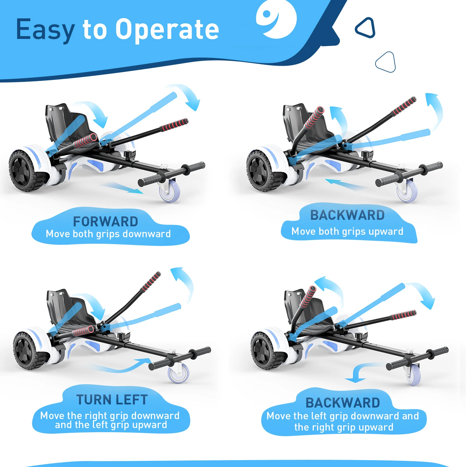 Hoverboard-Sitzbefestigung für 6,5" 8" 8,5" 10" Hoverboards, verstellbarer Rahmen, einfach zu montierendes Go-Kart für Kinder und Erwachsene