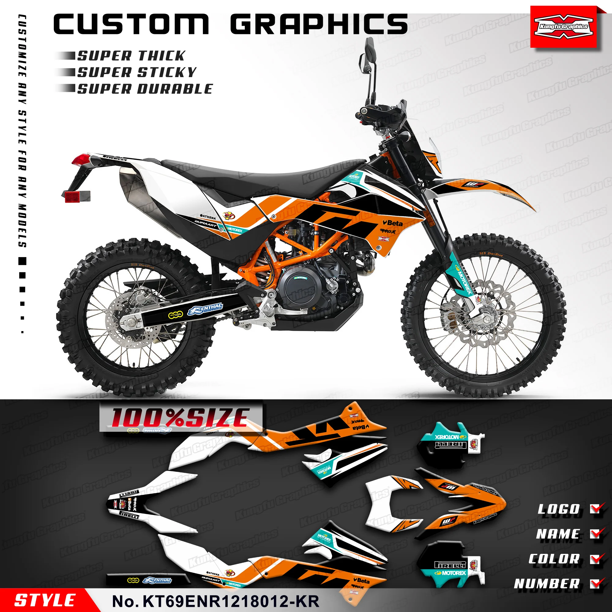 

KUNGFU GRAPHICS Motorcycle Decal Waterproof Sticker Kit for 690 SMC-R SMC Enduro R 2012 2013 2014 2015 2016 2017 2018