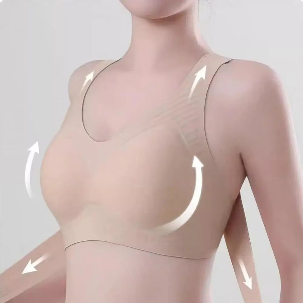 FallSweet Wireless Posture Correction Push Up Bra for Women, Seamless Cross Back Support Bra Comfortable Everyday