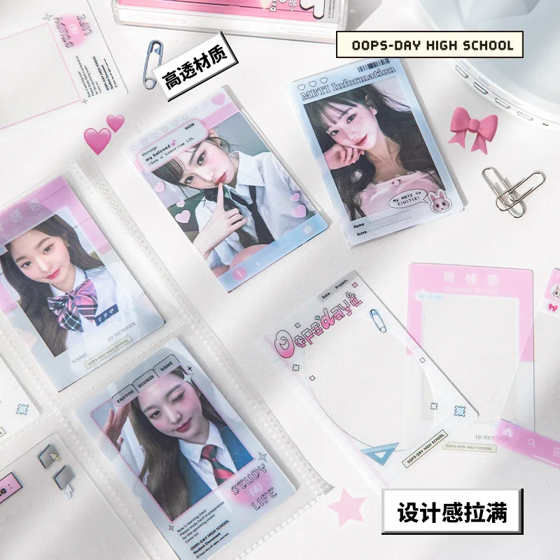 20sheet/box Cute American Style Student Card Sticker DIY Decor Kpop Idol Photocard Card Holder Tranparent Card Protector Film