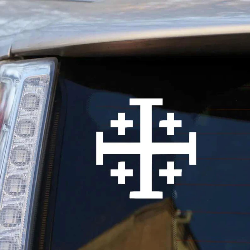 Jerusalem Cross Car Decal_ Religious Catholic Vinyl Decal For Automotive Rear Window And Bumper Waterproof Sticker SH1215