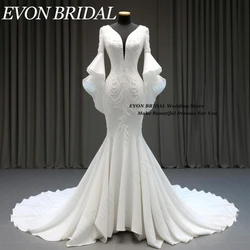 EVON BRIDAL Flare Sleeves Wedding Dresses Lace Appliques Mermaid Bridal Gowns Sweep Train فستان حفلات الزفاف Luxury Custom Made