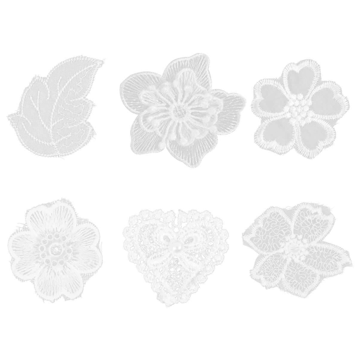 Miniature Leaves Lace Flower Patches Decor Sewing Japanese Fabric Squares White