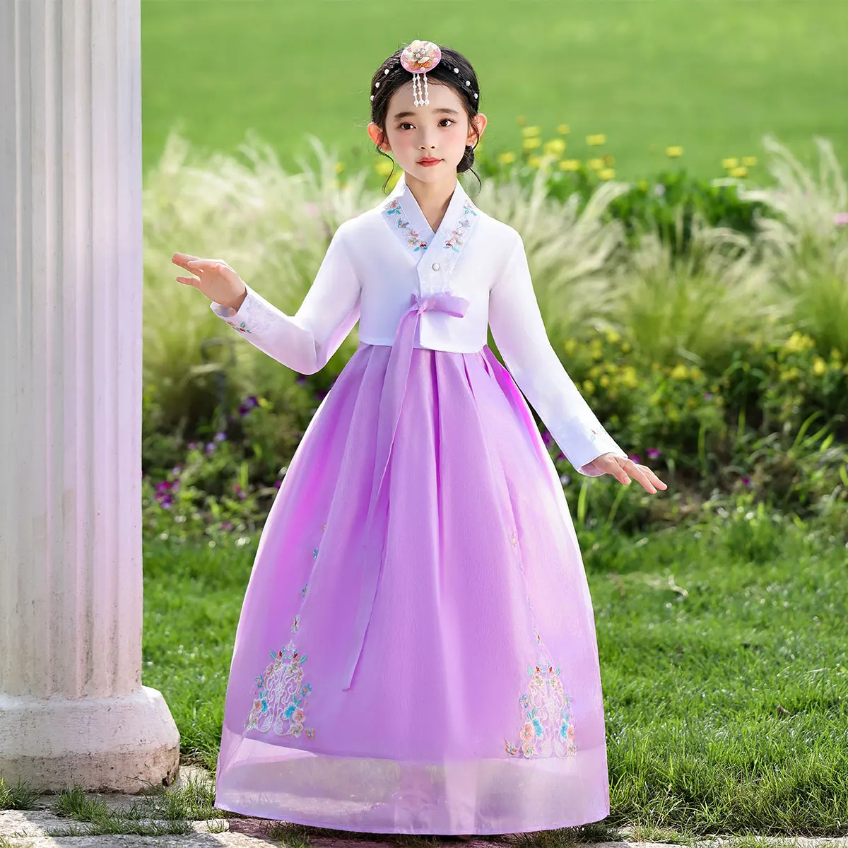 

Корейский костюм ханбок для девочек, национальное детское танцевальное платье для фотографий этнических меньшинств