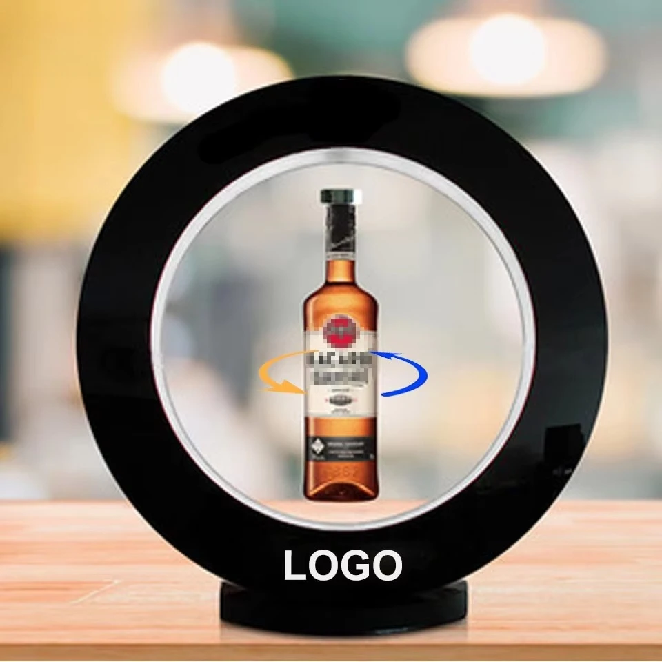 

Top Selling Nightclub Acrylic LED Glowing For Champagne Bottom Magnetic Levitating Rotating Bottle Presenter Display For Adverti