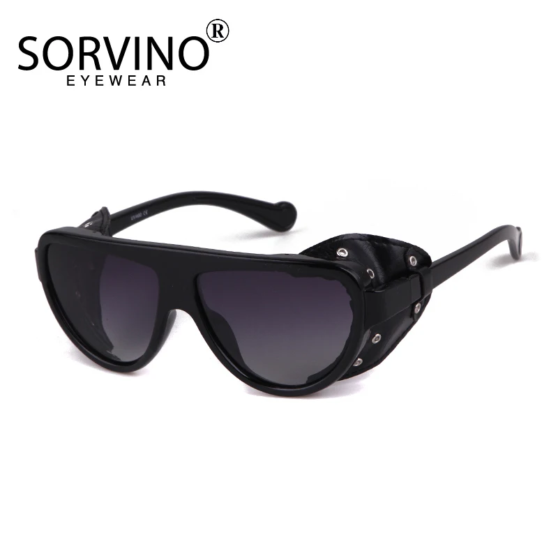 SORVINO Steampunk męskie okulary przeciwsłoneczne damskie metalowe odcienie okrągłe Punk skórzane okulary Vintage Designer óculos UV400 Gafas