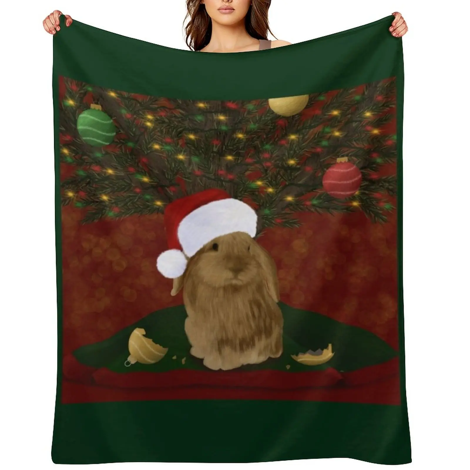 

Naughty Christmas Bunny Throw Blanket Picnic Nap Hairys Bed Fashionable Blankets