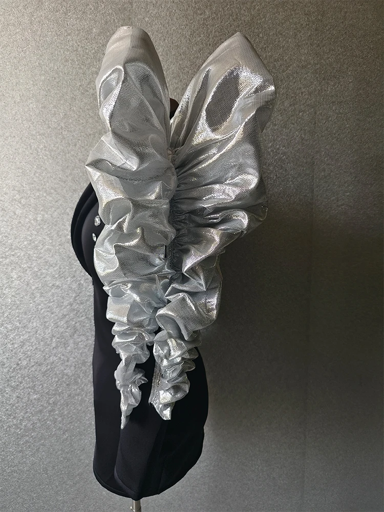 السيدات بدلة سوداء تصميم لامعة حجر الراين أداء فستان المغني Dj Ds ملهى ليلي بار حفلة المرحلة زي سحب الملكة زي