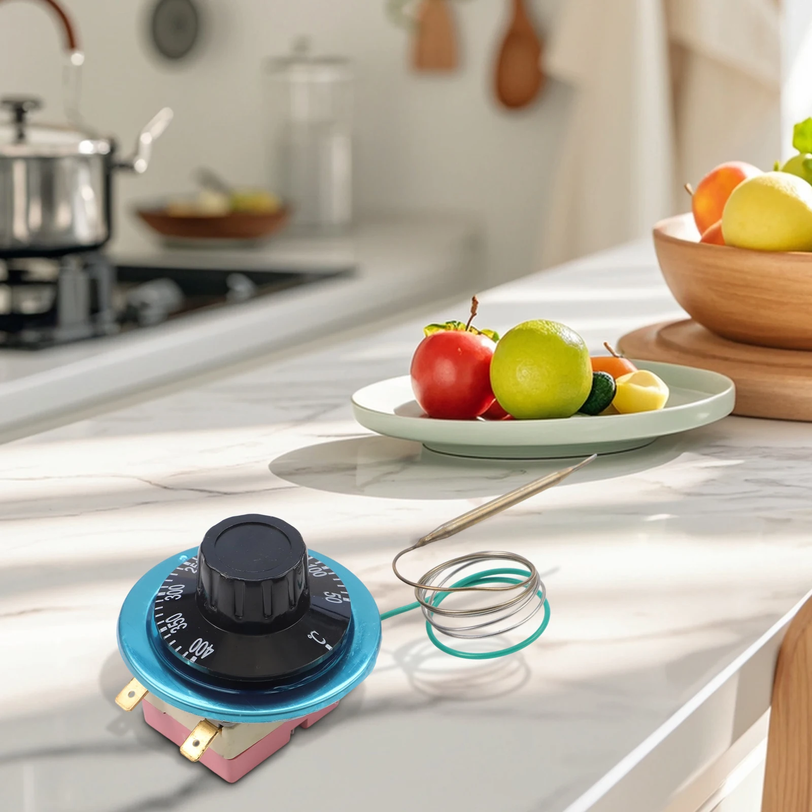 Electric Oven Thermostat Adjustable Temperature Controller Switch 50-400℃ 2 Pin Air Heater Washing Machine Frier Kitchen