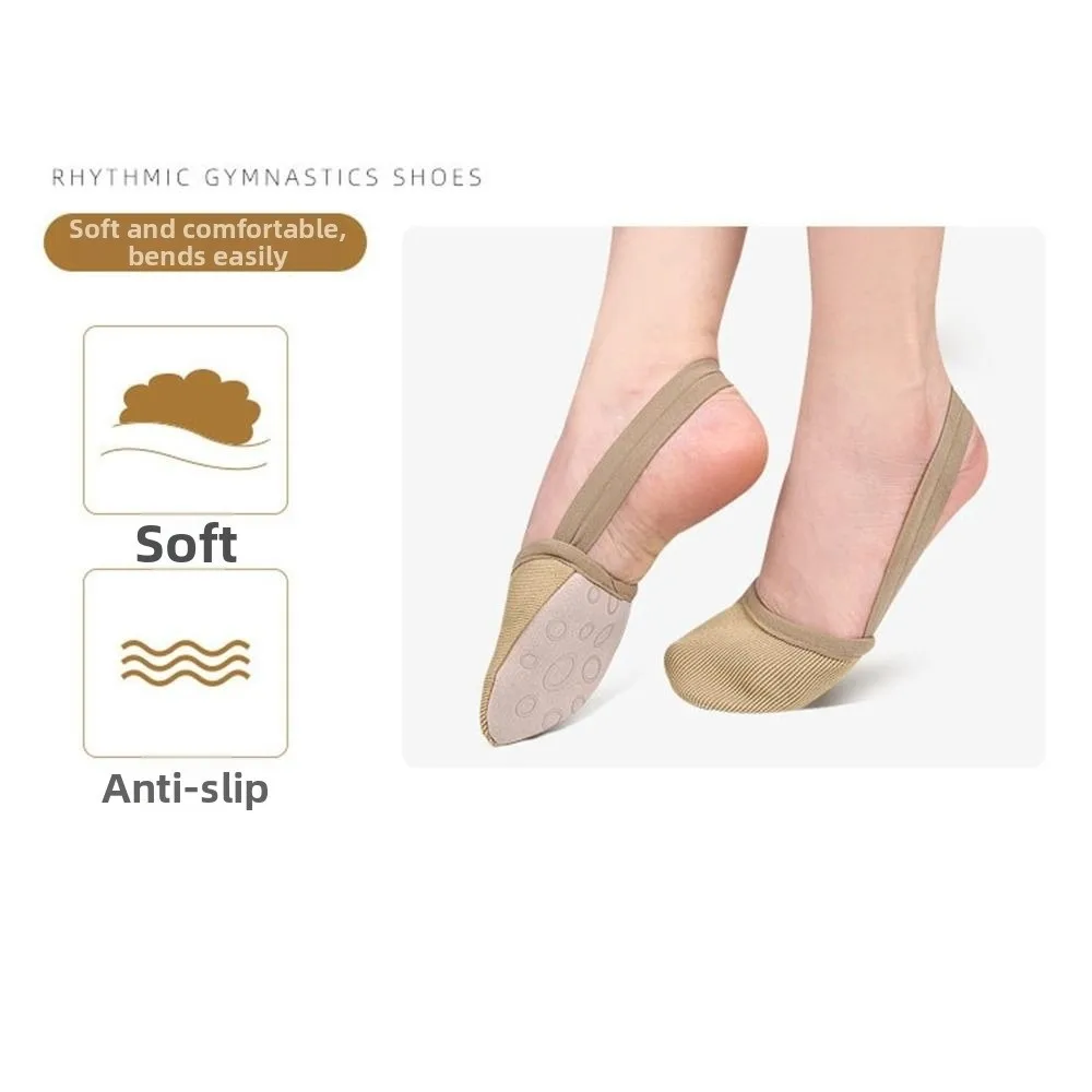 Zapatillas de Gimnasia Rítmica Transpirables de Punto, Elásticas y Cómodas, con Media Suela, Absorbentes del Sudor, Antideslizantes, para Ballet, para Mujer