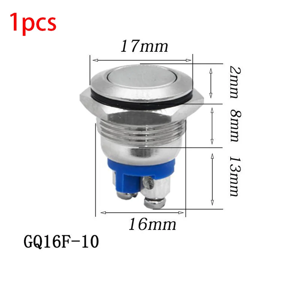 1pcs 16mm 1NO Self Recovery Metal Doorbell Bell for horn Power Push Button Switch Screw Car Engine for PC Power for reset Button