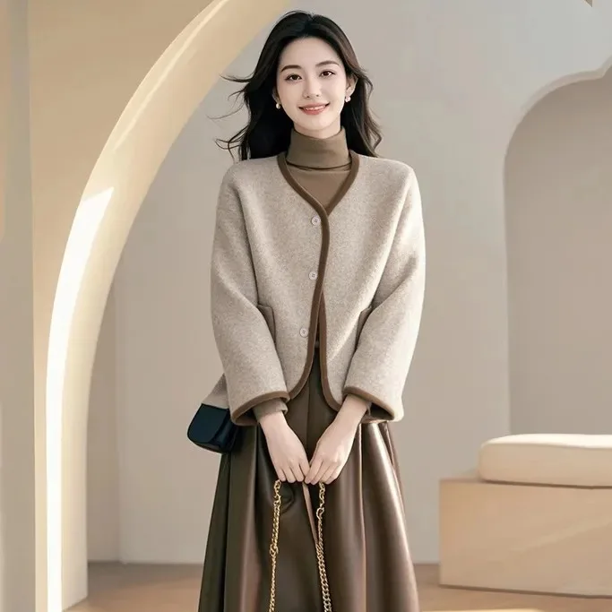 High-end  Small Foreign Style Super Good-looking Short Small Fragrant Wind Woolen Jacket Women's Autumn Winter Models