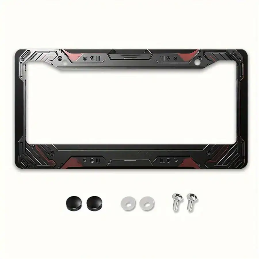 CK1 Metal License Plate Frame, Shoulder Armor Design Style, Suitable For USA And Most International Vehicles, Includes Mounting