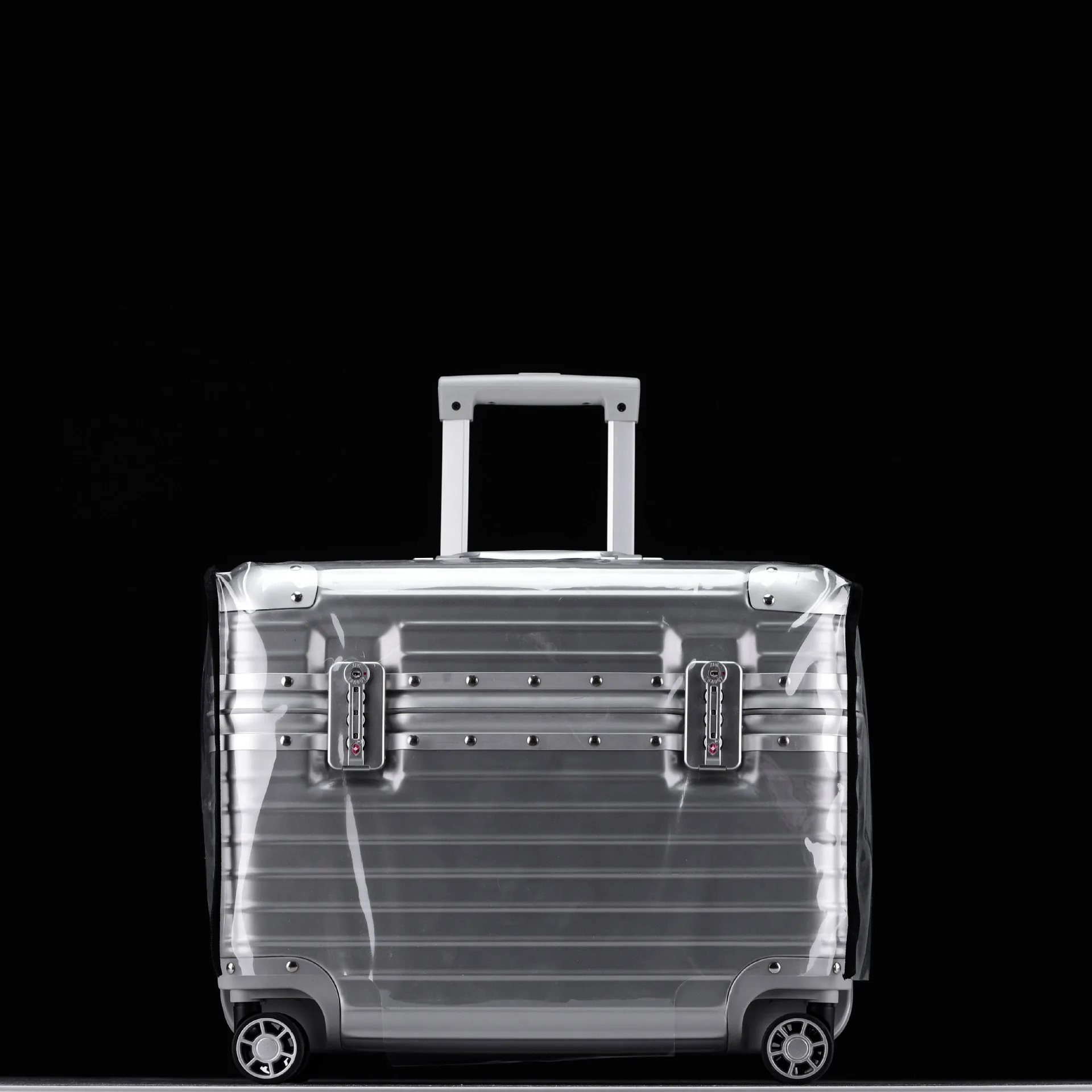  Travel Suitcase Aluminum Frame Photoaphy Lid up Flip Caster Wheel Lage Small Size Carry-On Bag for Men Bla Color