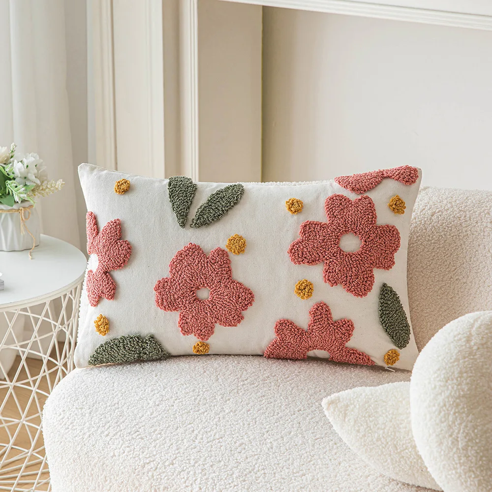 30x50/45x45cm Nordic Embroidery Pillow Cover Flower Cushion Cover Pillowcase Decorative for Sofa Office Home Decor