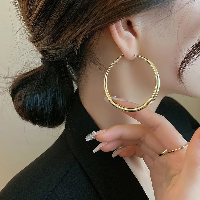Fashion Exaggerated Big Circle Hoop Earrings for Women Statement Jewelry Smooth Circle Earrings Femme Boucles D'oreilles - detail 12