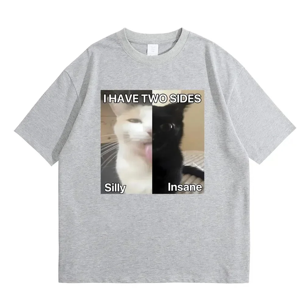 Funny Tees Oversized T-shirt I Hace Two Sides Silly and Lnsane Meme Print Tshirt Women Casual T Shirts Summer Loose Short Sleeve