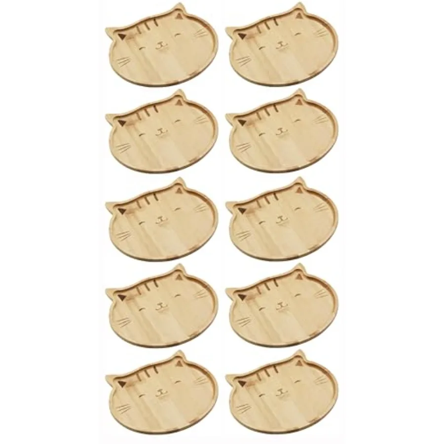 

4572 Bamboo Cat Shape Food Plate for Snacks Appetizer Fruit Vegetable Food Platter Picnic Kitchen Party Eco-Friendly Plates 7"x