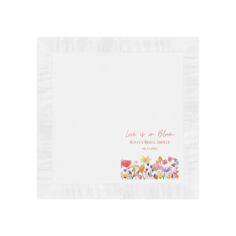 50PCS Bridal Shower Napkins, Personalized Floral Napkins, Love is in Bloom Paper Napkins, Paper Napkins Bridal Shower, Customize