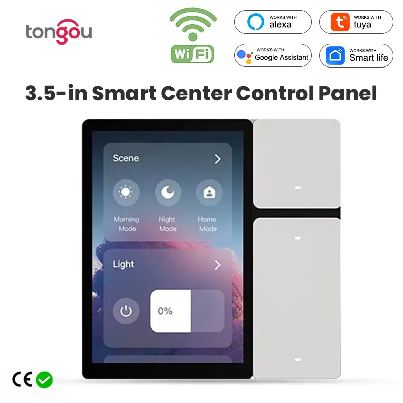 TONGOU Tuya WiFi 3.5-inch Smart Home Control Panel Bluetooth Sigmesh Wall Switch Home Automation LCD Screen IR Remote Control