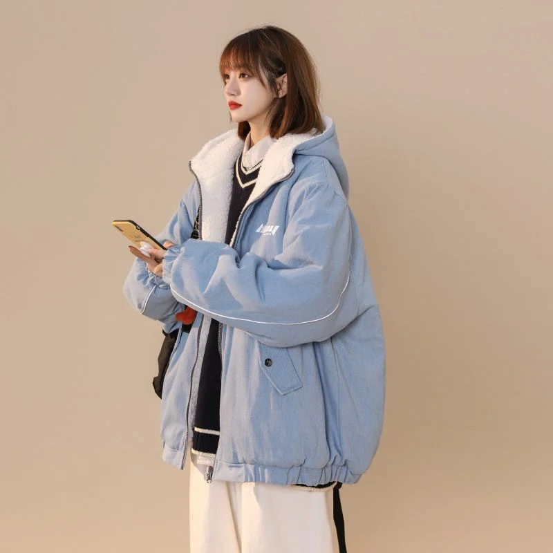 2023 Winter New Two Sided Cotton Dress Women Design Sense Fashion Plush Thickened Lamb Wool Cotton Coat Winter Jacket Women