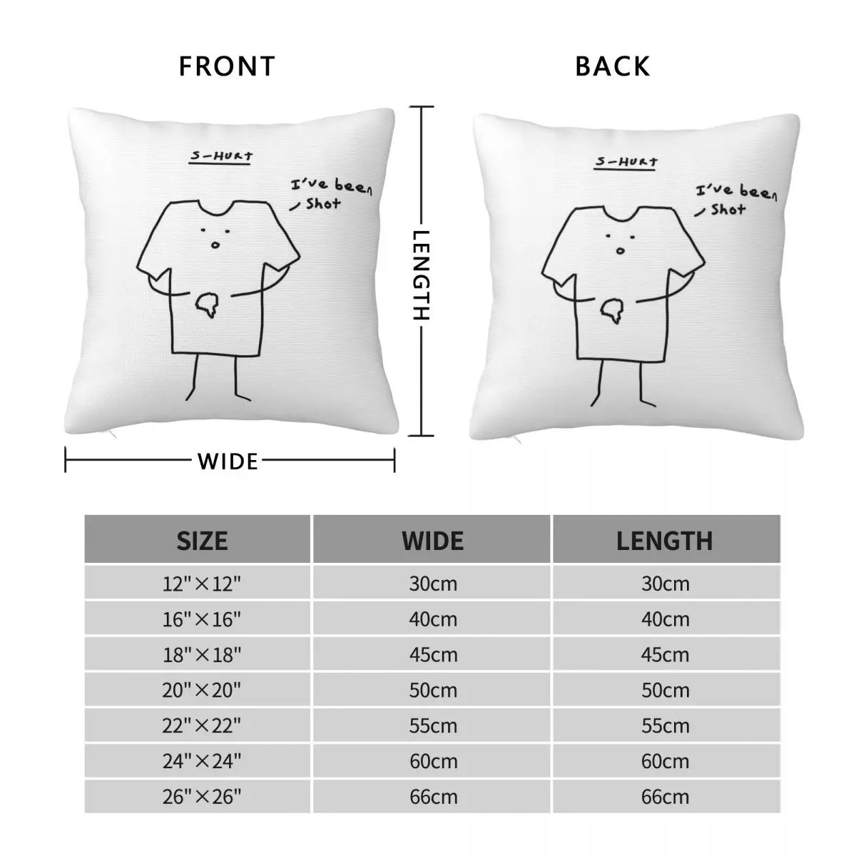S-Hurt I've Been Shot Square Pillowcase Polyester Linen Velvet Printed Zip Decorative Home Cushion Cover