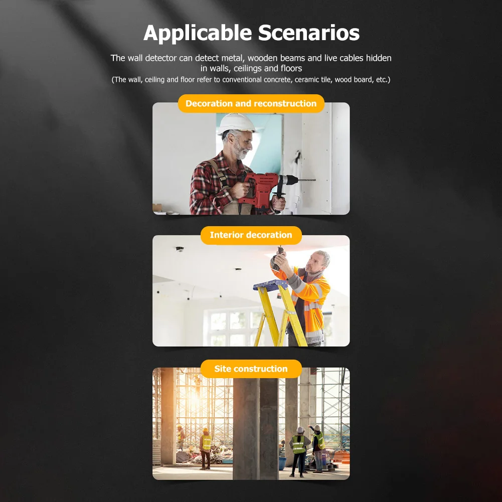 Metal detector di profondità portatile Display digitale LCD Cercatore di tubi di legno Posizionamento preciso Strumenti professionali per pavimento del soffitto domestico
