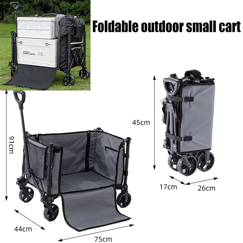 Folding Cart Outdoor Utility Large Capacity Wagon Cart Camping Picnic Trolley Beach Collapse Folding Cart