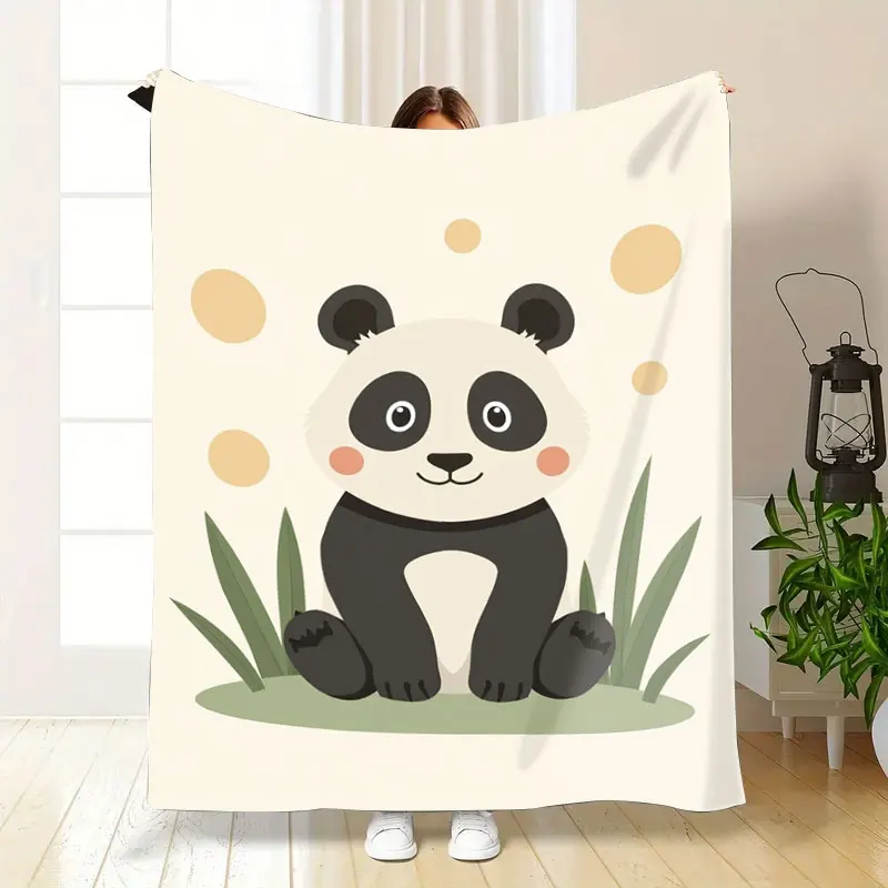 قطعة واحدة من بطانية الفانيلا اللطيفة على شكل باندا كرتونية للأطفال، رمي ناعم ومريح بتصميم من الخيزران #5