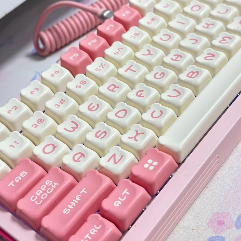 122Pcs PBT Blossom Bear Keycap Two-color Injection Key Cover for Mechanical Keyboard