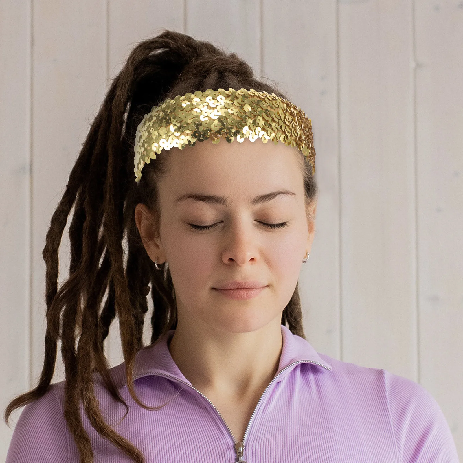 

Sequin Headband Glitter Elastic Hairband Sports Shiny Padded Photo Prop Vibrant Colors Match Outfits Comfortable Hairstyle