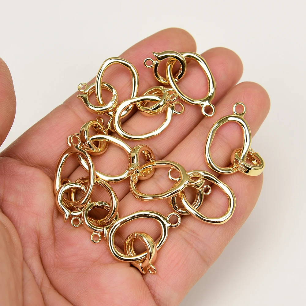 APDGG 10 Pcs Jewelry Findings Circle Bamboo OT Gold Plated Copper Clasps For Pearl Bracelet Necklace Making DIY Craft Accessorie